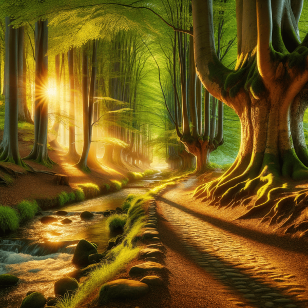Gentle pathway through a tranquil forest, inspiring peace from anxiety