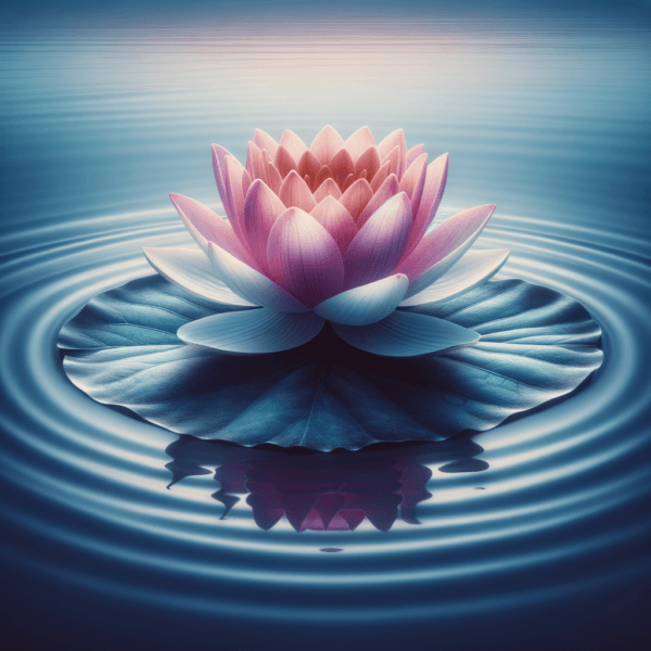Blooming lotus flower on calm water