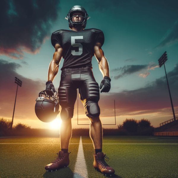 Football player exuding confidence through body language