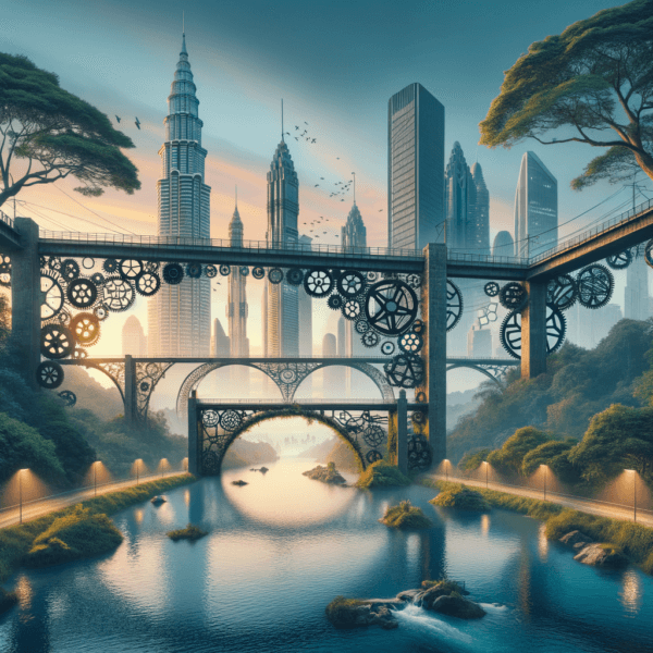 creative depiction of bridges connected with business elements