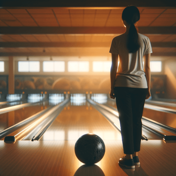 Image of a bowler in a relaxed stance, demonstrating calmness under bowling competition pressure