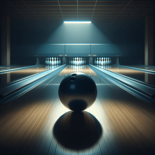 A calm and focused bowling lane atmosphere