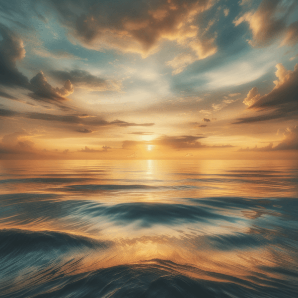 Serene ocean waves during a golden sunset