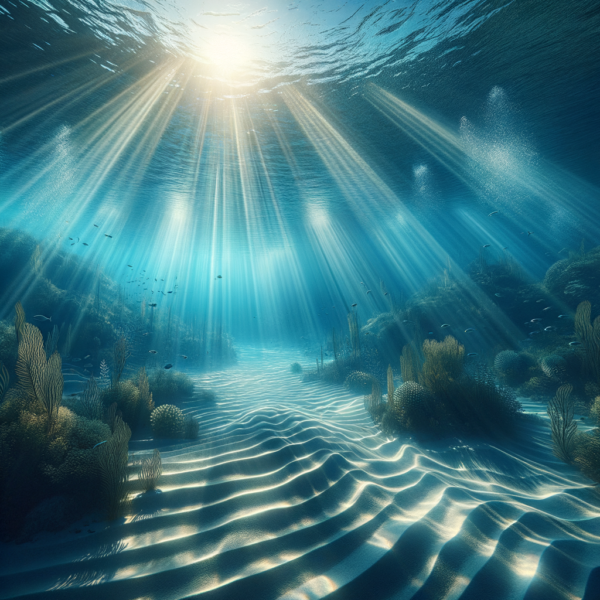 Sunlight illuminating an underwater scene with gentle ripples
