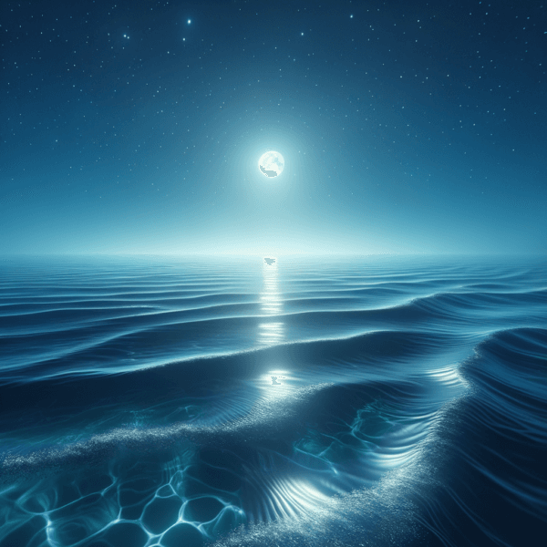 Calm ocean waves under a starlit sky, symbolizing peace and relaxation