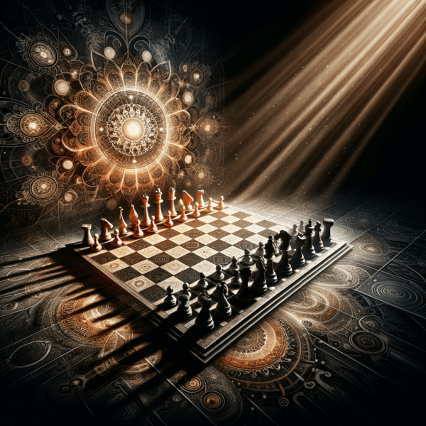 chess pieces illuminated by a shaft of light, symbolizing awakening skills