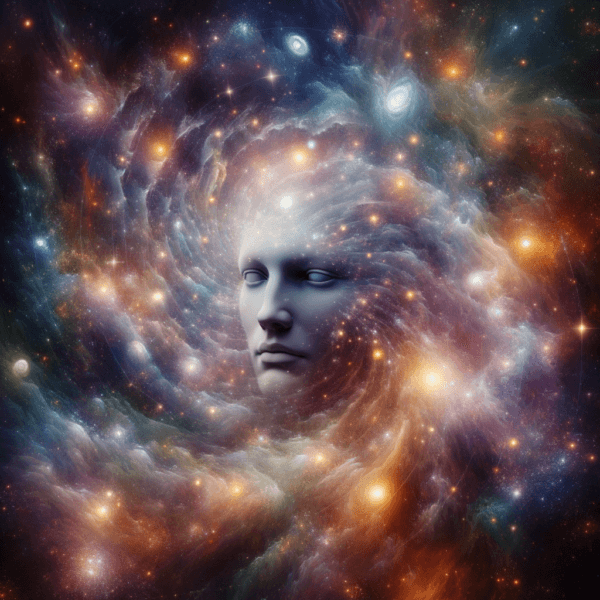 Cosmic imagery illustrating a person's mind journey