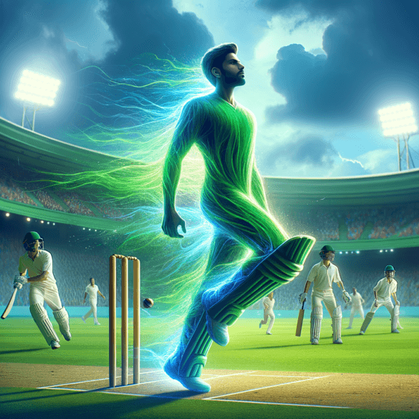Cricket player rising to new heights on a field through hypnosis and mindfulness.