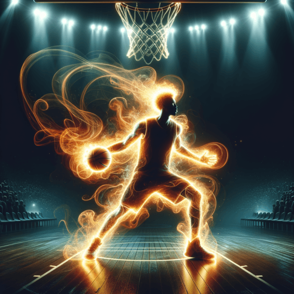 Visualization concept of an energized basketball player