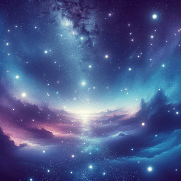 A tranquil celestial pathway surrounded by glowing stars