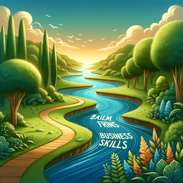 Flowing river indicating steady path to improved business skills