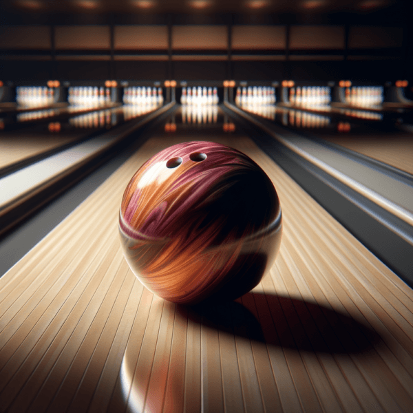 Image of a focused bowler preparing to strike with a bowling ball in hand