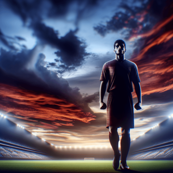 Football player in a state of focus ready for a big play