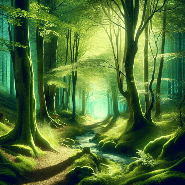 Tranquil forest scene for leadership hypnosis