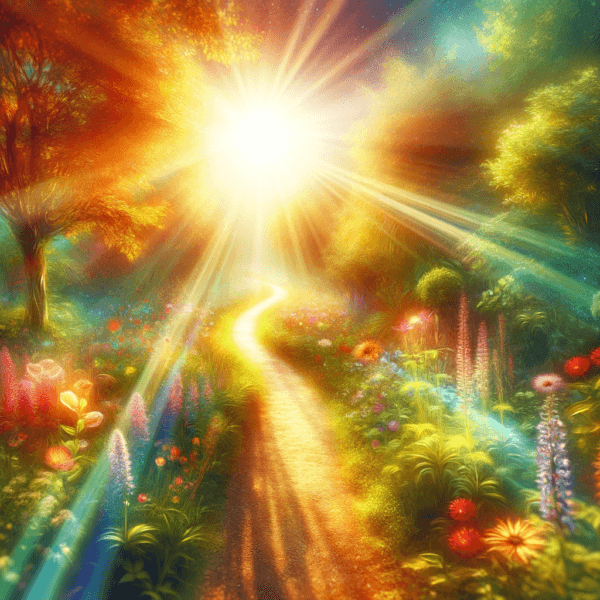 Sunlit path in a verdant garden representing a future of prosperity