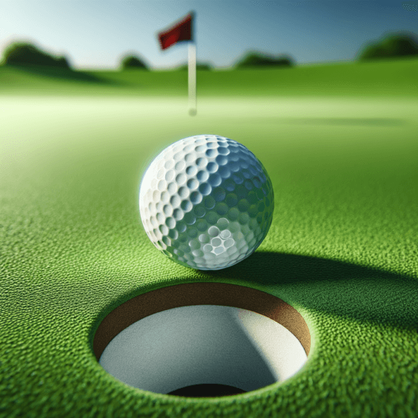 A golf ball smoothly sinking into the hole on a pristine green