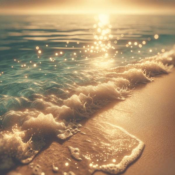 Gentle waves washing onto a tranquil sandy beach