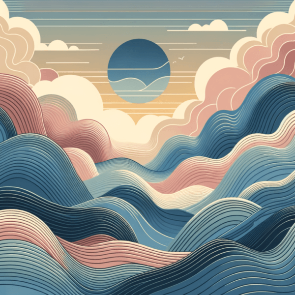 abstract soundwave-inspired landscape for children