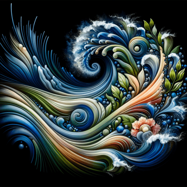 Sound waves blending with natural elements