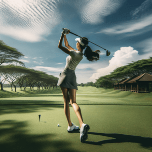 Golfer in harmony with a balanced swing