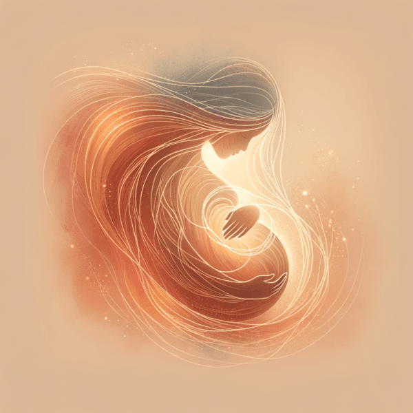 Soft and warm conceptual image of a mother bonding with her unborn child