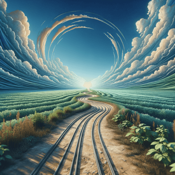 Empty trail leading into the horizon, symbolizing a journey to success