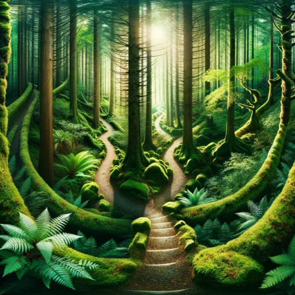 Pathway leading through vibrant, healthy nature