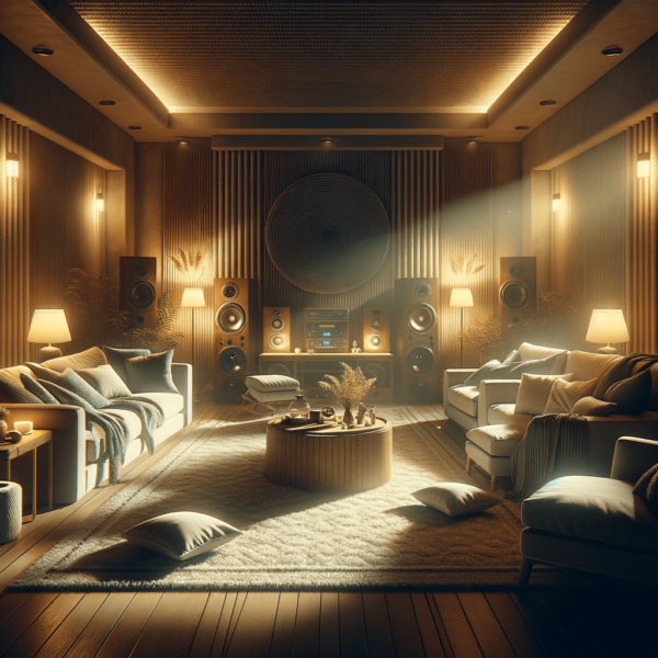 A cozy room with soft lighting for listening to hypnosis audio