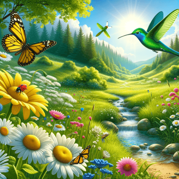 Insects harmoniously coexisting in a peaceful natural environment