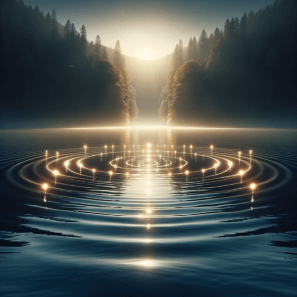 Calming ripples on a still lake