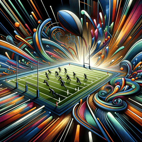 Abstract depiction of a rugby field representing mental battlefield preparation.