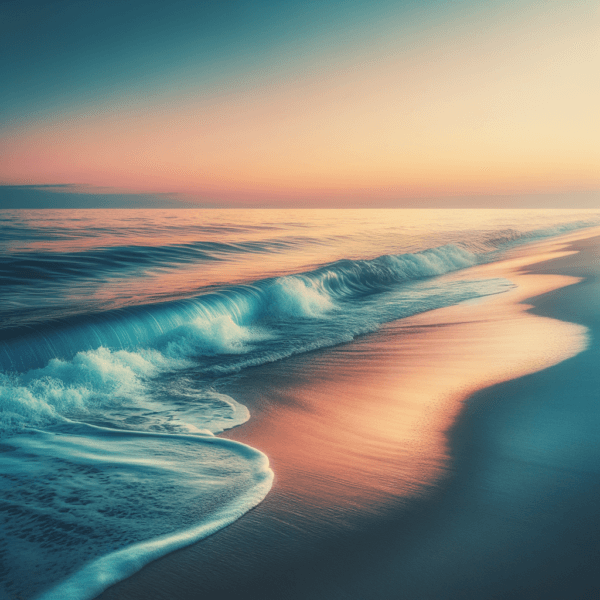 A lone figure meditating by the ocean, symbolizing calm connection