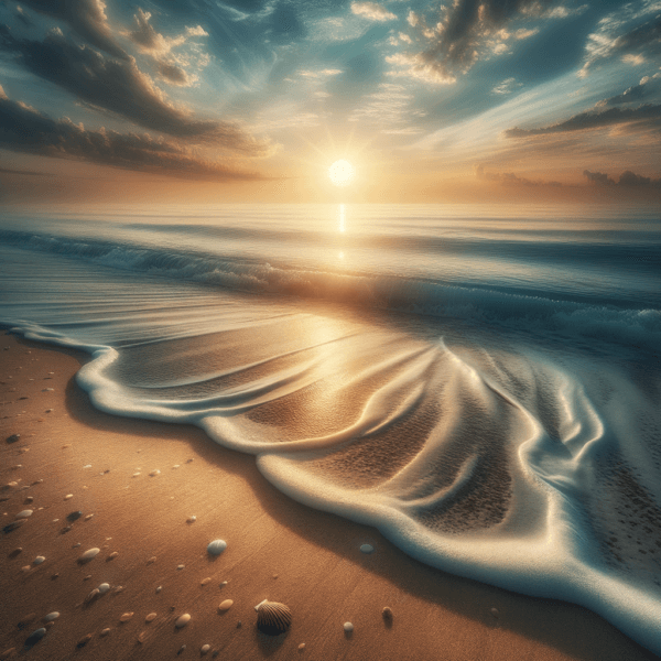 Calming ocean waves under a peaceful sky