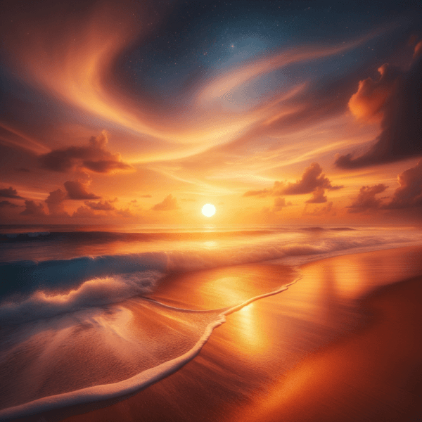 A calming image of ocean waves during sunset, evoking a sense of peace and relaxation.
