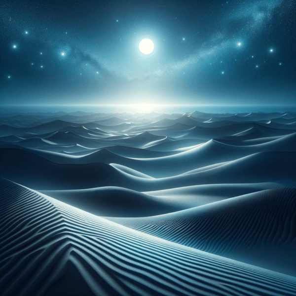 The soothing presence of gentle dunes under a peaceful night sky