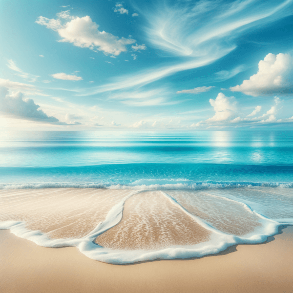 Gentle ocean waves on sandy beach represent calm