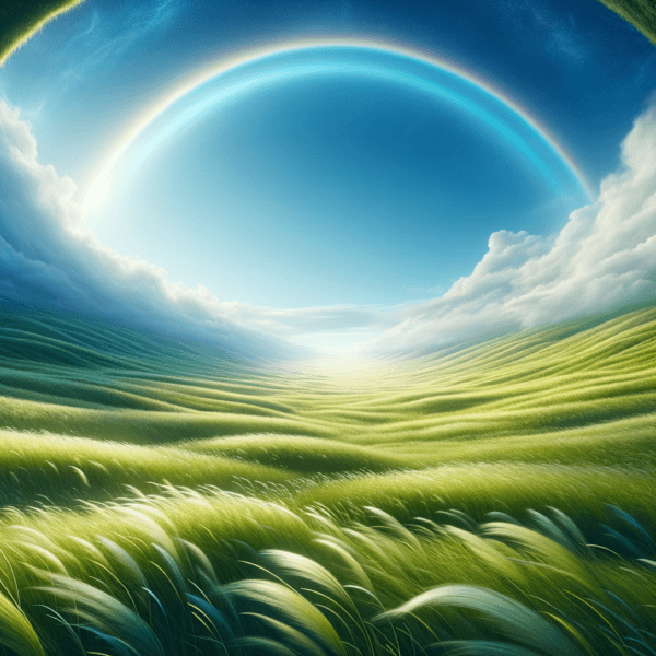 Peaceful meadow under clear blue sky
