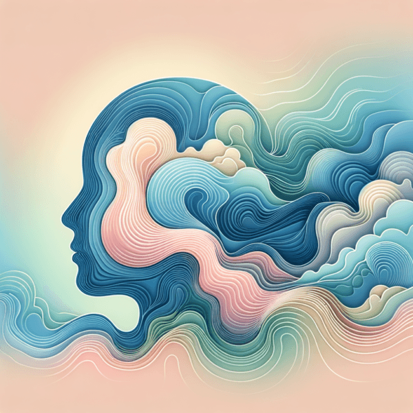 Tranquil abstract representation of a calm mind with soothing colors and gentle waves