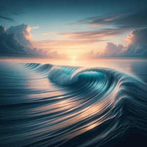 Peaceful ocean wave at sunrise embodying serenity