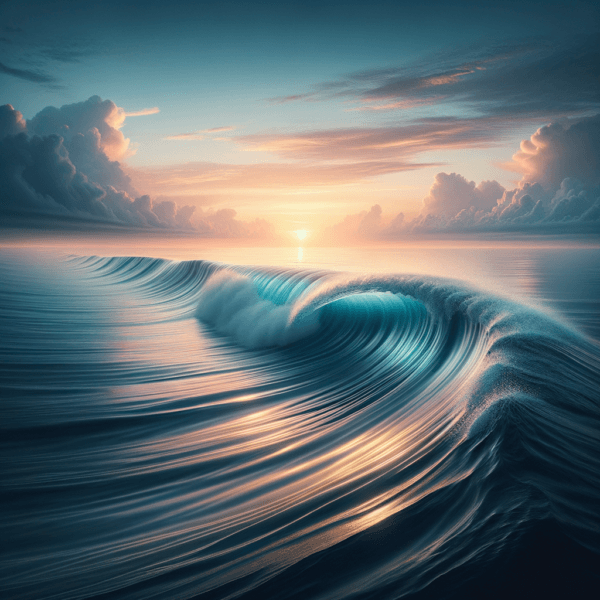 Peaceful ocean wave at sunrise embodying serenity