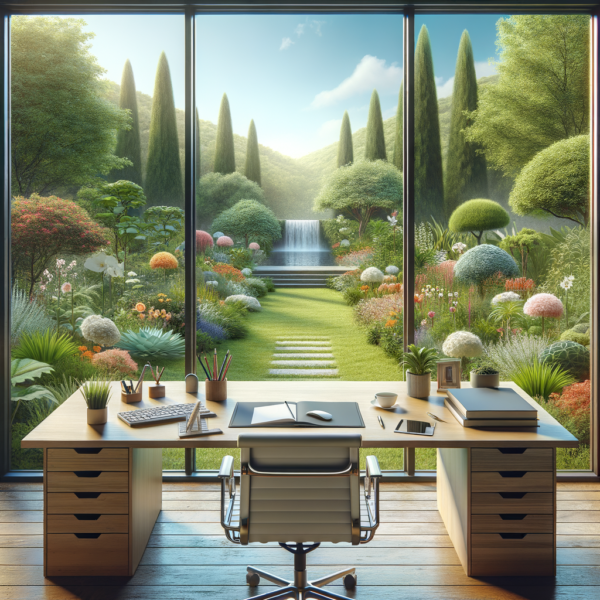 Peaceful and tranquil office setting with serene background