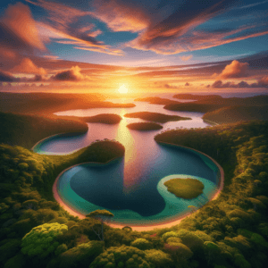 Calm lagoon during sunset enhancing peaceful swimming