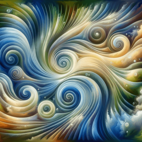 Energetic transformation represented by swirling patterns of light and shadow, signifying the power of hypnosis.