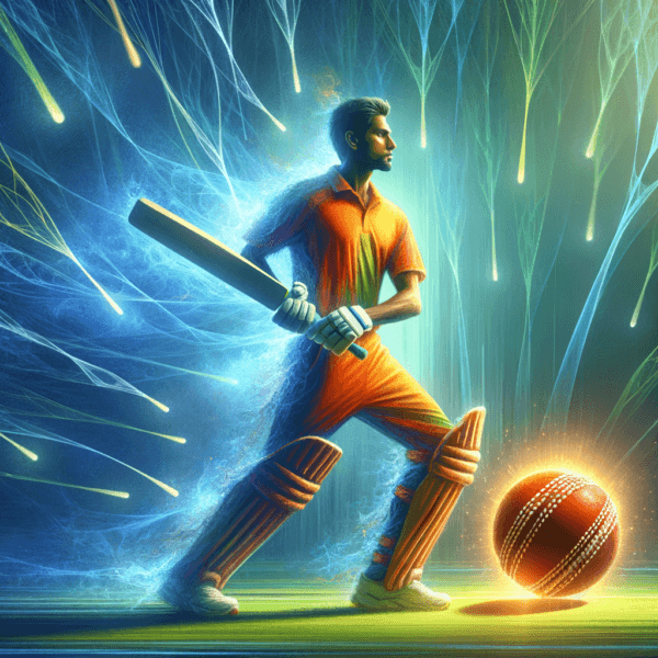Visual representation of a cricketer imagining a flawless game