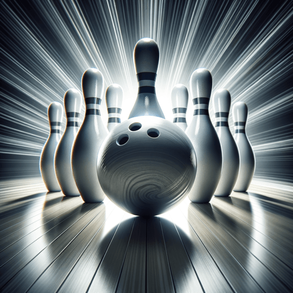 A visualization of a successful bowling strike
