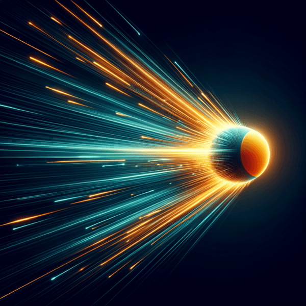 A vibrant, dynamic scene of a table tennis ball in mid-air with a motion blur to signify speed and focus.