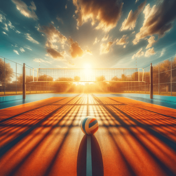 Volleyball court scene symbolizing athletic success